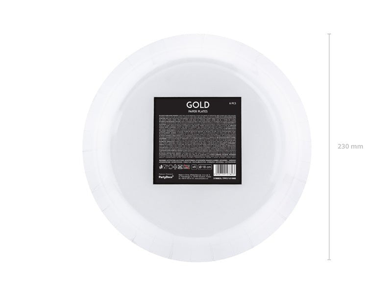 Gouden Borden Papier 23cm 6st van Partydeco koop je bij Partywinkel