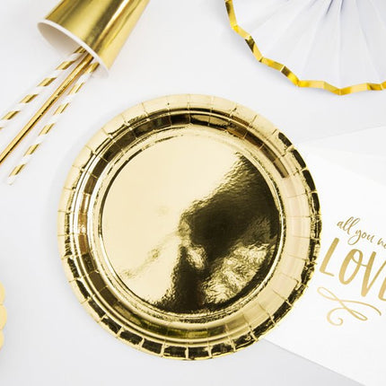 Gouden Borden Papier 23cm 6st van Partydeco koop je bij Partywinkel