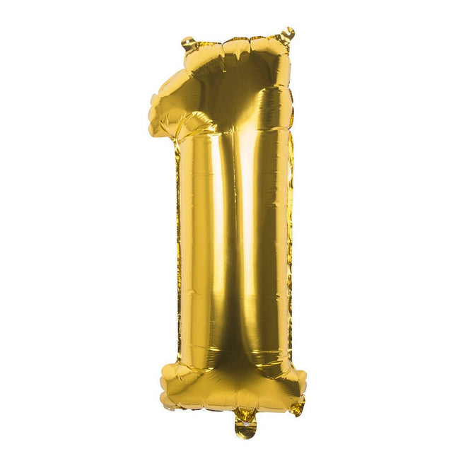 Gouden Cijfer Ballon 1 Jaar 86cm van Boland koop je bij Partywinkel