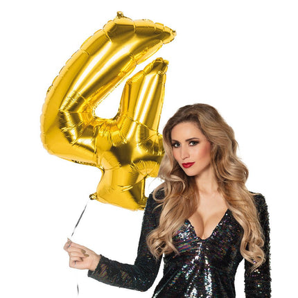 Gouden Cijfer Ballon 4 Jaar 86cm van Boland koop je bij Partywinkel
