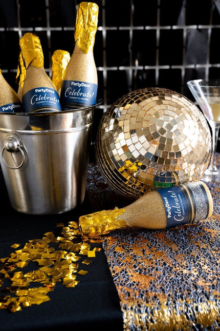 Gouden Confetti Kanon Champagne 20,5cm van Partydeco koop je bij Partywinkel