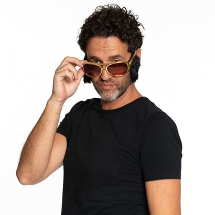 Gouden Elvisbril Bakkebaarden van Partychimp koop je bij Partywinkel