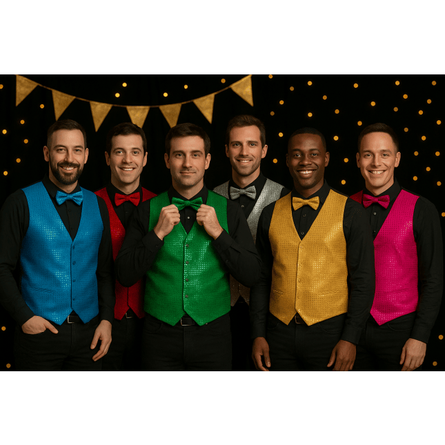 Gouden Gilet Met Strik 2 delig van Partychimp koop je bij Partywinkel