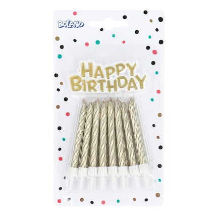 Gouden Happy Birthday Kaarsen 16st van Boland koop je bij Partywinkel
