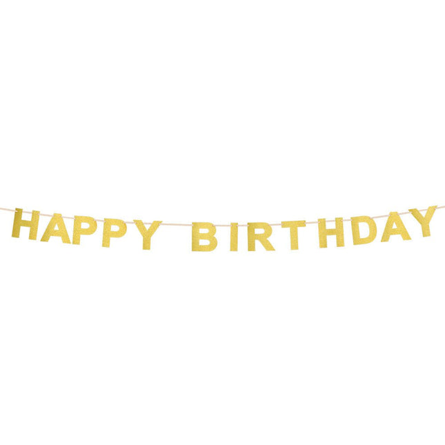 Gouden Happy Birthday Letterslinger 2,25m van Boland koop je bij Partywinkel