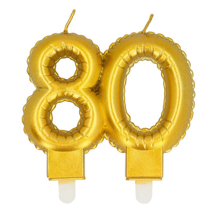 Gouden Kaars 80 Jaar 8cm van Boland koop je bij Partywinkel