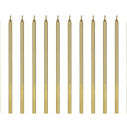Gouden Kaarsen 14cm 12st van Partydeco koop je bij Partywinkel