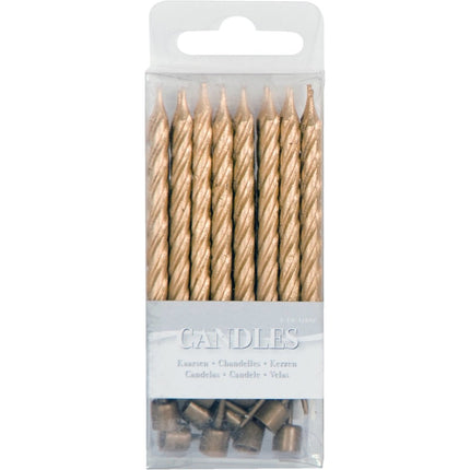 Gouden Kaarsjes 6cm 16st van Folat koop je bij Partywinkel