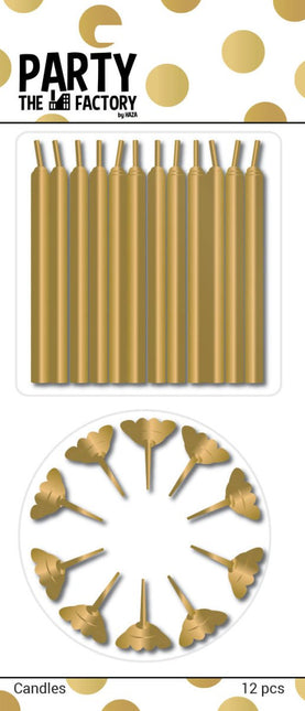 Gouden Kaarsjes Houder 6cm 12st van Haza Witbaard koop je bij Partywinkel