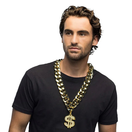 Gouden Ketting Dollar Teken van Boland koop je bij Partywinkel