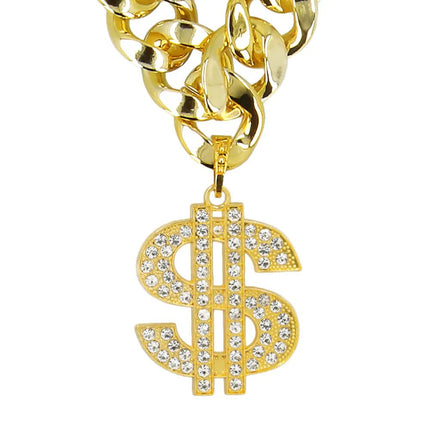 Gouden Ketting Dollar Teken van Boland koop je bij Partywinkel