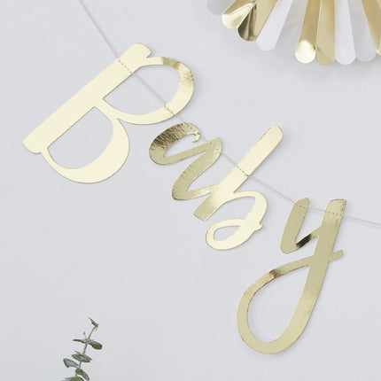 Gouden Letterslinger Baby Shower 1,5m van Ginger Ray koop je bij Partywinkel