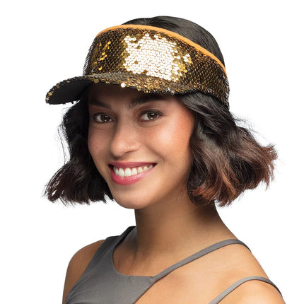 Gouden Zonneklep Pailletten van Boland koop je bij Partywinkel