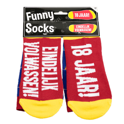 Grappige Sokken 18 Jaar Vlaggetjes 1 paar van Paper Dreams koop je bij Partywinkel