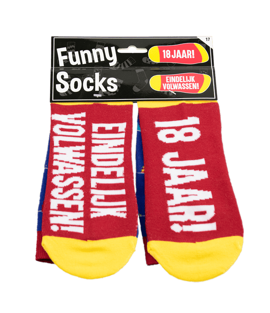Grappige Sokken 18 Jaar Vlaggetjes 1 paar van Paper Dreams koop je bij Partywinkel