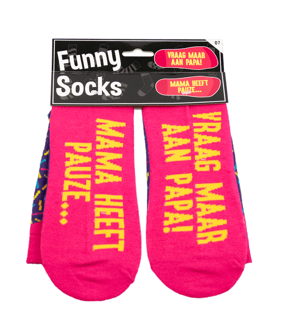 Grappige Sokken Mama Heeft Pauze 1 paar van Paper Dreams koop je bij Partywinkel