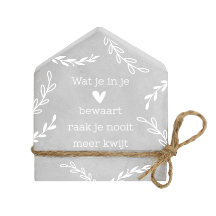 Grijze Cement Huisje In Je Hart 8cm van Paper Dreams koop je bij Partywinkel