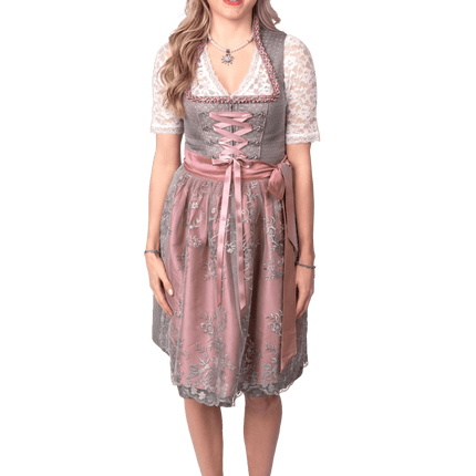 Grijze Dirndl Jurk Oktoberfest Roze Dames van Haus Huberts koop je bij Partywinkel