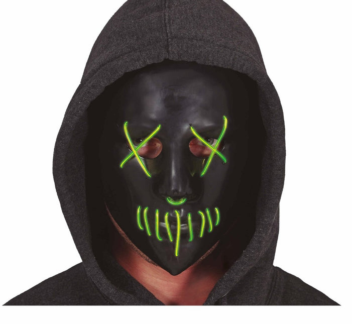 Groen Zwarte Halloween Masker Met Licht van Fiestas Guirca koop je bij Partywinkel