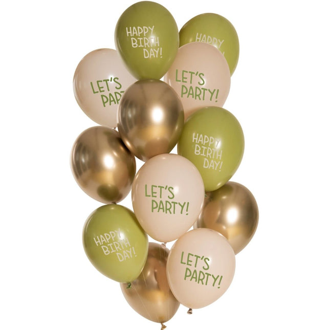 Groene Happy Birthday Ballonnen 33cm 12st van Folat koop je bij Partywinkel