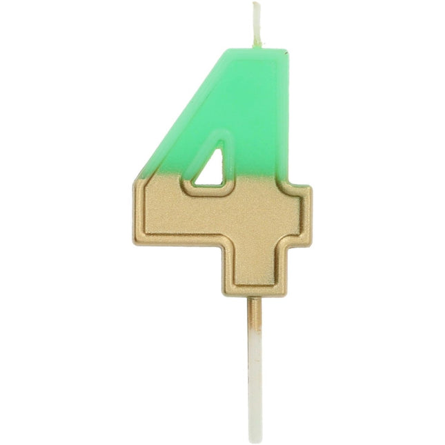 Groene Kaars 4 Jaar Retro van Folat koop je bij Partywinkel