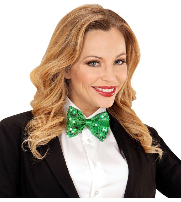 Groene Strik Pailletten Met Licht van Widmann koop je bij Partywinkel