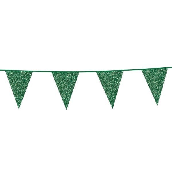 Groene Vlaggenlijn Glitter 6m van WeFiesta koop je bij Partywinkel