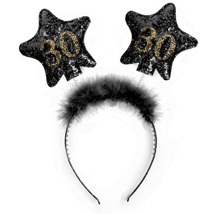 Haarband 30 Jaar Sterren Zwart van Partydeco koop je bij Partywinkel