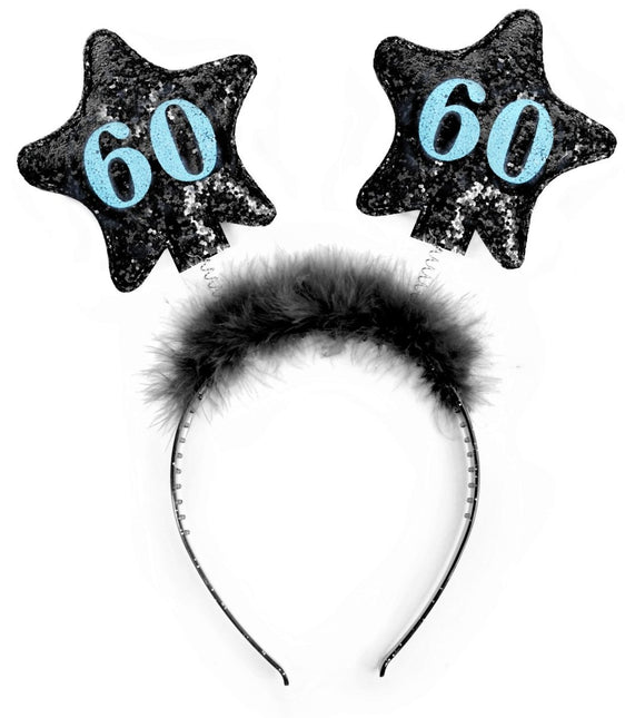 Haarband 60 Jaar Sterren Zwart van Partydeco koop je bij Partywinkel