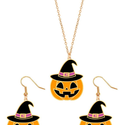 Halloween Accessoireset Oranje Ketting En Oorbellen Pompoen van Fiestas Guirca koop je bij Partywinkel