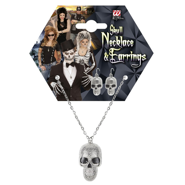 Halloween Accessoireset Zilver Doodshoofd 3 delig van Widmann koop je bij Partywinkel