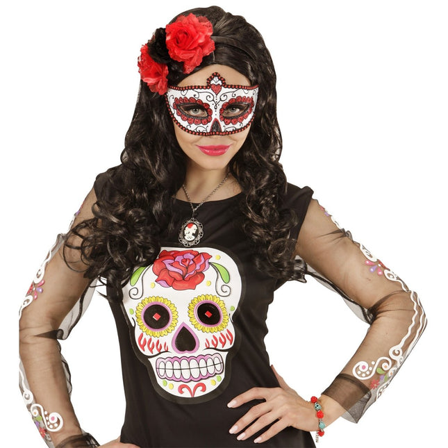 Halloween Armband Rood Blauw Schedel van Widmann koop je bij Partywinkel