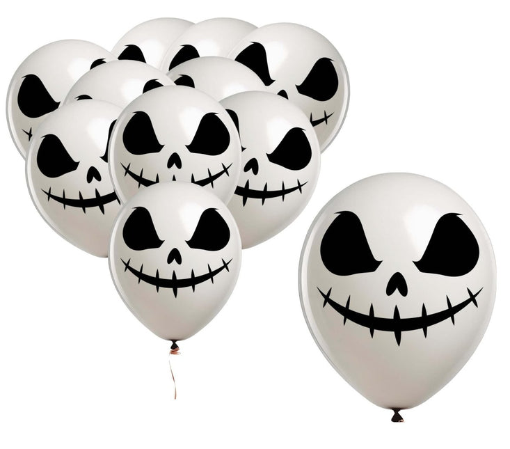 Halloween Ballonnen Wit Geest 30cm 10st van Fiestas Guirca koop je bij Partywinkel
