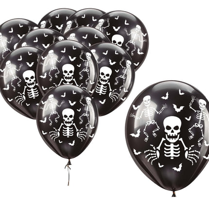 Halloween Ballonnen Zwart Skelet 30cm 16st van Fiestas Guirca koop je bij Partywinkel