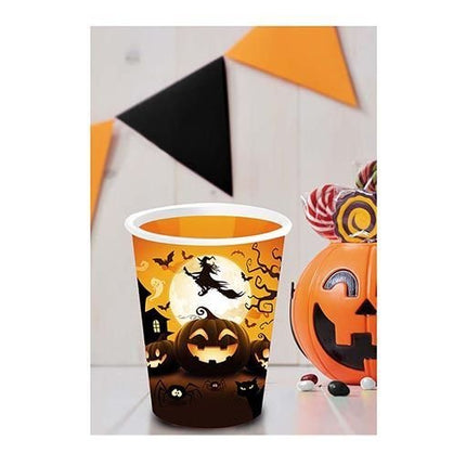 Halloween Bekers Pompoen 355ml 6st van Fiestas Guirca koop je bij Partywinkel