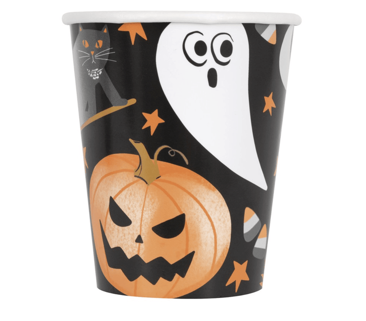 Halloween Bekers Pompoen En Spook 266ml 8st van Unique koop je bij Partywinkel