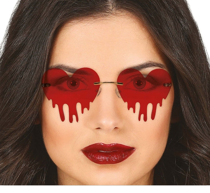 Halloween Bril Hart Met Bloeddruppels van Fiestas Guirca koop je bij Partywinkel