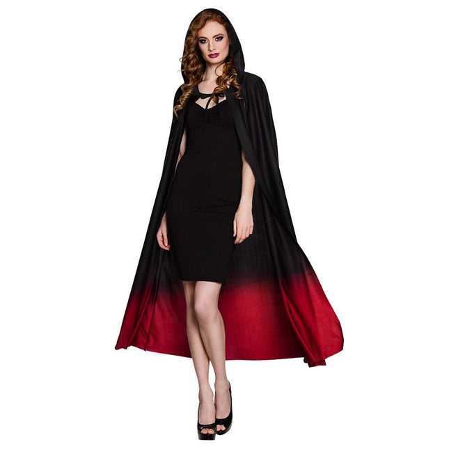 Halloween Cape Zwart Rood 1,7m van Boland koop je bij Partywinkel