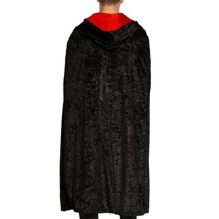 Halloween Cape Zwart Rood Deluxe van Partychimp koop je bij Partywinkel