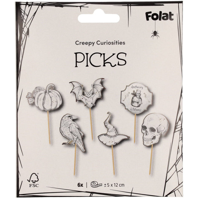 Halloween Cocktailprikkers 12cm 6st van Folat koop je bij Partywinkel