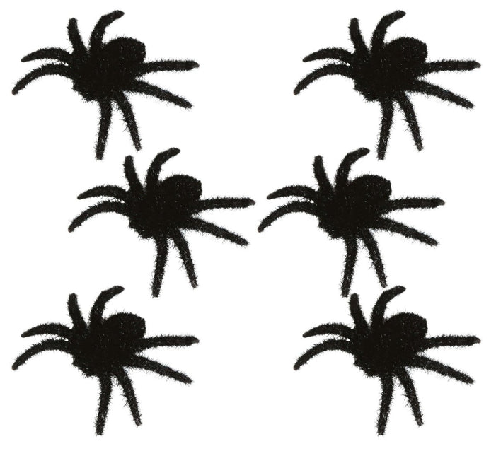 Halloween Decoratie Spinnen 6cm 6 delig van Fiestas Guirca koop je bij Partywinkel