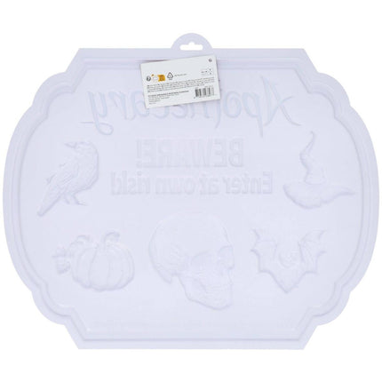 Halloween Deurbord Beware At Own Risk 50cm van Folat koop je bij Partywinkel