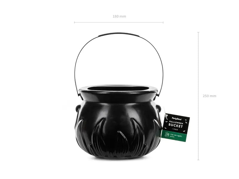Halloween Emmer Zwart Ketel 18cm van Partydeco koop je bij Partywinkel