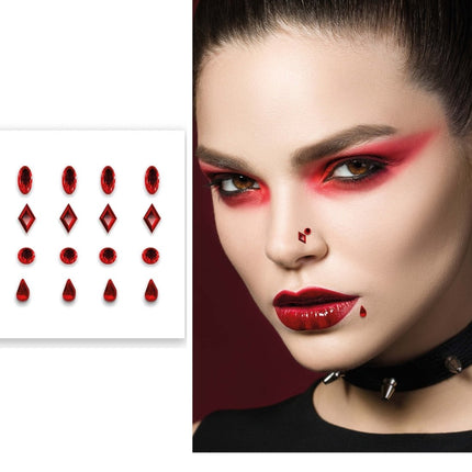 Halloween Gezicht Stickers Rood 16 delig van Fiestas Guirca koop je bij Partywinkel