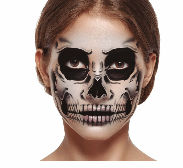 Halloween Gezicht Stickers Skelet 30x14 cm van Fiestas Guirca koop je bij Partywinkel
