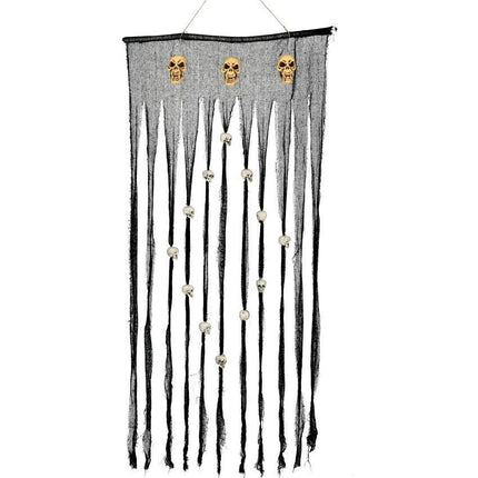 Halloween Gordijn met Schedels 1,8m van Fiestas Guirca koop je bij Partywinkel