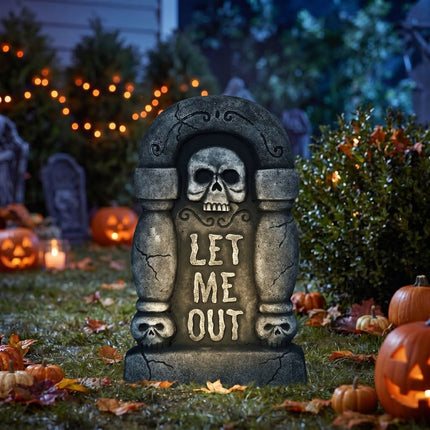 Halloween Grafsteen Grijs Laat Me Eruit 42cm van Fiestas Guirca koop je bij Partywinkel