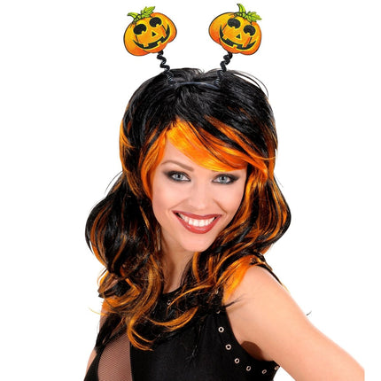 Halloween Haarband Groen Oranje Pompoenen van Widmann koop je bij Partywinkel