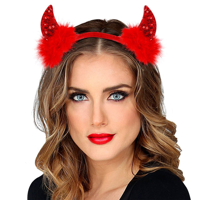 Halloween Haarband Rood Duivel Glitters van Widmann koop je bij Partywinkel