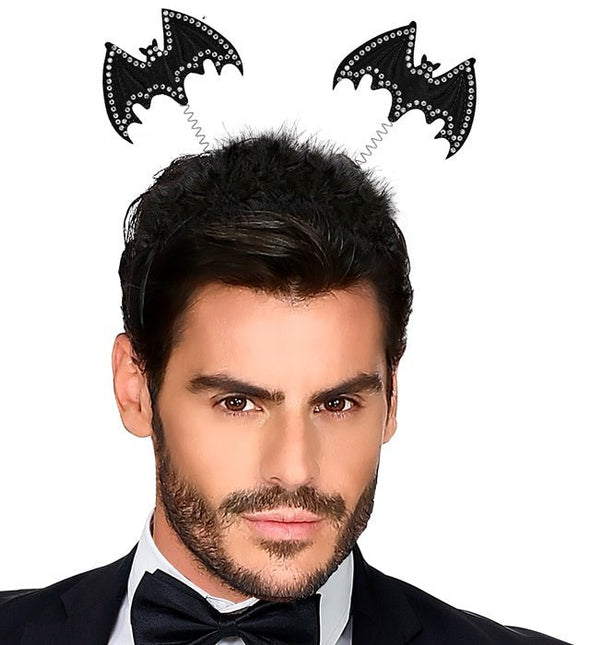 Halloween Haarband Vleermuis Zwart Strass van Widmann koop je bij Partywinkel